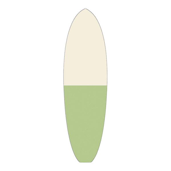 Cream/Green Half Retro Single Fin