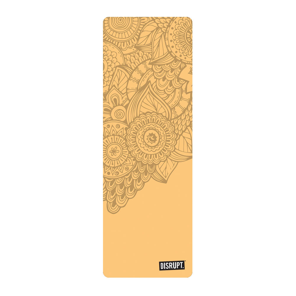 Yellow Floral Print Yoga Mat